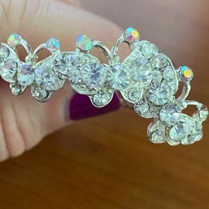 Set of 3 crystal butterfly hair pins